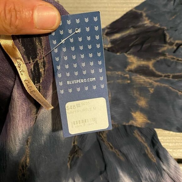 Blue Spero Boho Purple Tie Dye Flowy Cold Shoulder Top USA Boutique Lani CA - Picture 6 of 9